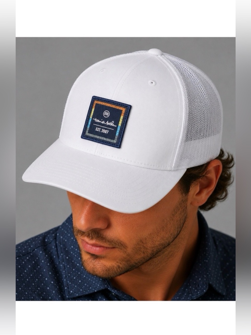 TRAVIS MATHEW White Logo Flexfit Golf Hat